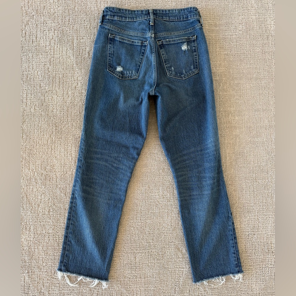Free Assembly Super Hi Rise Straight Jean Medium Wash Distresses Size 4 Raw Hem